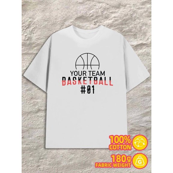 Custom Basketball Tee for men 180G 100% Cotton white Basic Unisex Shirt Printed tshirts Classic Unisex Shirt Printed tshirts Classic Unisex Shirt Graphic tshirts