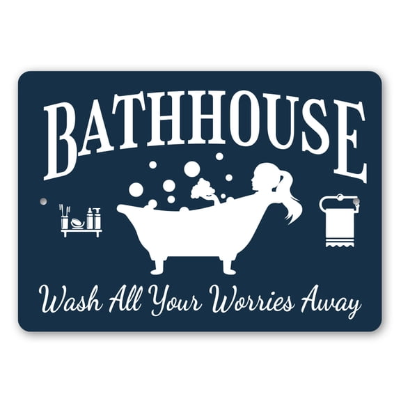 Custom Bathhouse Aluminum Metal Decor Sign - 10x14 inches