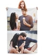 thumbnail image 1 of Custom Bed Throw Blankets with Photos Text,Personalised Fleece Blanket Customized Picture Memory Gift for Wife Husband Couples (1 Photo Blanket, 80 × 120cm), 1 of 6