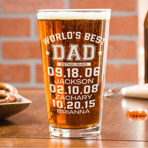 Custom Beer Glass for Dad | Personalized Beer Pint Cup | Father's Day Gift | Birthday Present | Unique Gift for Him | Custom Beer Mug for Dad | World's Best Dad Beer Glass