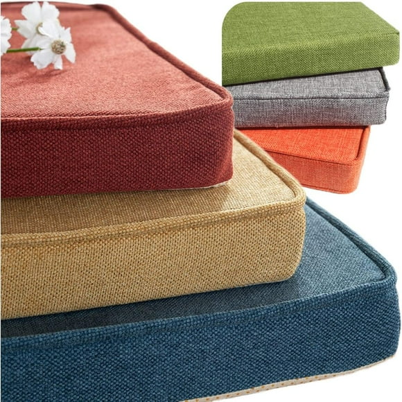 Custom Bench Cushion, Chair Cushions, Indoor Furniture Cushion, Personalized Cushions, Optional Waterproof, Optional Addition Piping and Non-Slip Bottom and Straps and Velcro