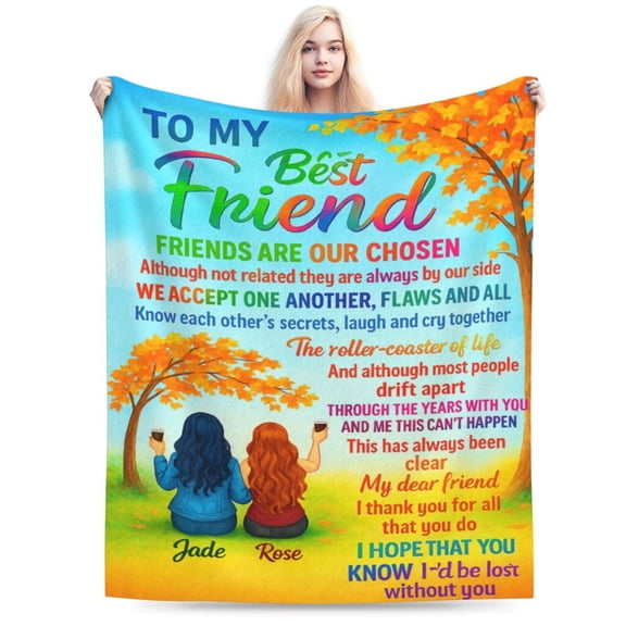 Custom Best Friend Blanket for Women, Personalized to My Bestie Throw Blanket for BFF 50x40