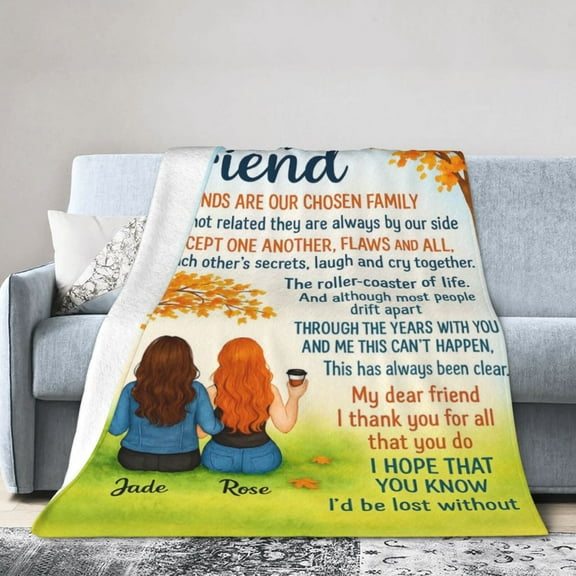 Custom Best Friend Blanket for Women, Personalized to My Bestie Throw Blanket for BFF 50x40