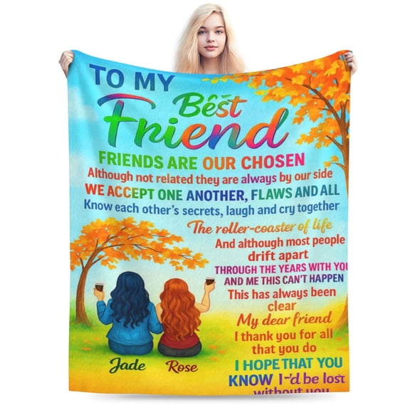 Custom Best Friend Blanket for Women, Personalized to My Bestie Throw Blanket for BFF 50x40