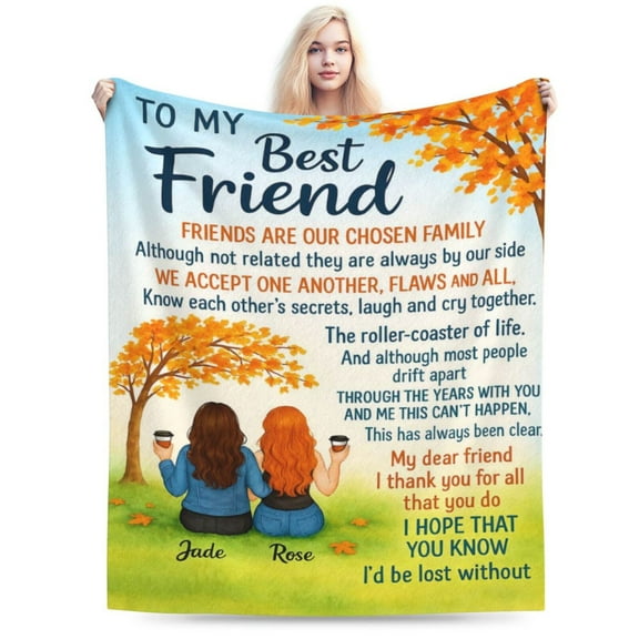 Custom Best Friend Blanket for Women, Personalized to My Bestie Throw Blanket for BFF 50x40