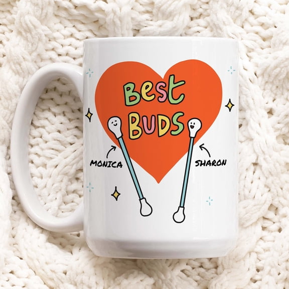 Custom Best Friend Mug, Bestie Ceramic Cup Personalized, Best Buds Friendship mug, Friends Mug, Funny Birthday present, Christmas Gift