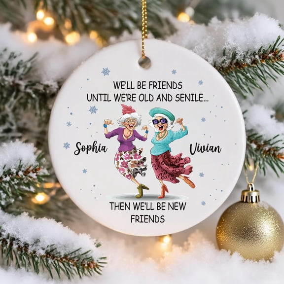 Custom Best Friends Besties Ceramic Ornament Flat 2D Printed Round Friendship Gift For Her