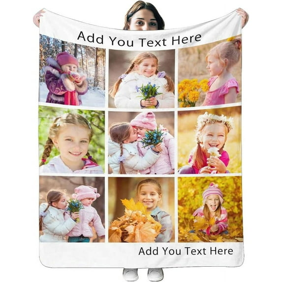 Custom Best Friends Blanket for Women Personalized Blanket with Photos Text Customized 10 Picture Collages Throw Blanket for Family Adult Kids Couple Birthday Christmas Memorial Gift Blankets