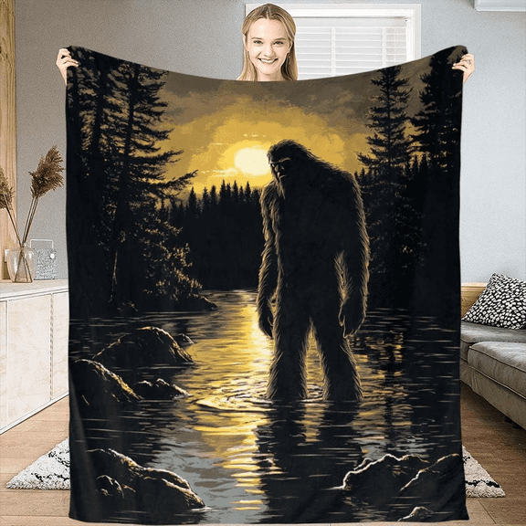 Custom Bigfoot Blanket, Bigfoot Throw Blanket for Adults, Fun Gift for Sasquatch Lovers (D3) (Small)
