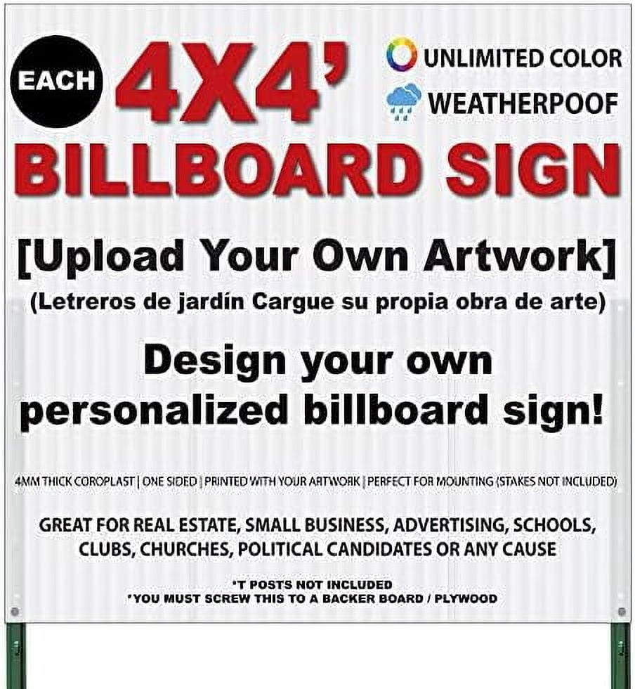 Custom Billboard Sign, Extra Large , 48 x 48 inch (4ft x 4ft), Outdoor ...