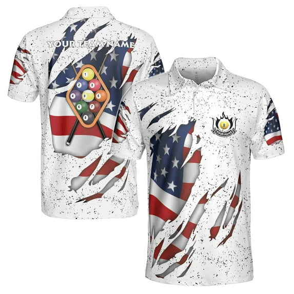 Custom Billiard 9 Ball Pool White Men Shirts, Billiard Team Polo Shirt S-5XL