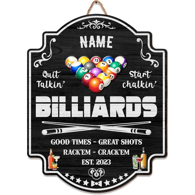 Custom Billiards Bar & Lounge Wood Sign, Rack'em Crack'em Man Cave