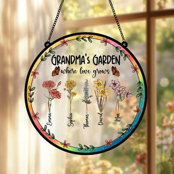 Custom Birth Flower Suncatcher, Gift for Mom and Grandma, Personalized Flower Gift for Mum and Nana’s Garden 1879642538 4319