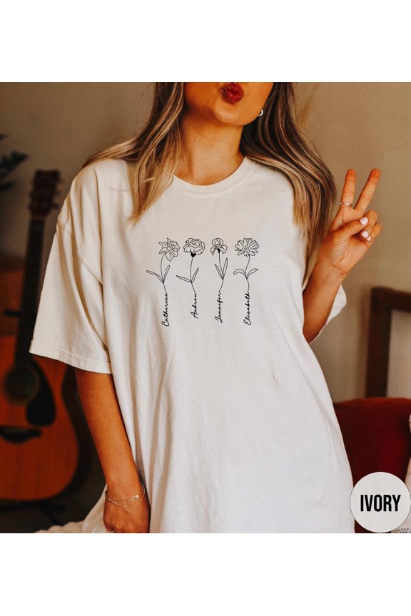 Custom Birth Month Birth Flower Shirt Personalized Mothers Day Gift Gift for Mom Custom Va