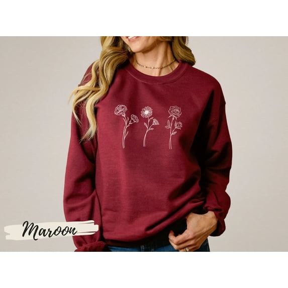 Custom Birth Month Birth Flower Sweatshirt, Gift for Her, Flower TShirt, Sentimental Gift Idea, Valentines Day, Perfect Mothers Day Gift
