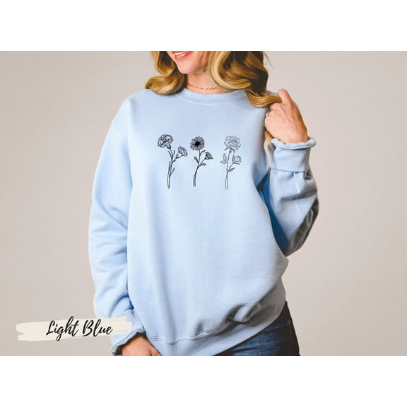 Custom Birth Month Birth Flower Sweatshirt, Gift for Her, Flower TShirt, Sentimental Gift Idea, Valentines Day, Perfect Mothers Day Gift