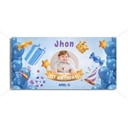 Custom Birthday Banner   Personalized Happy Birthday Party Decoration | polyester with Custom Text & Photo | Indoor & Outdoor Use | Grommet Options Avaliable