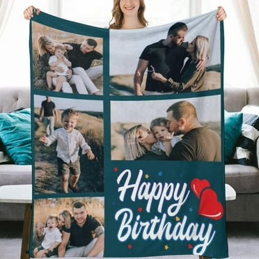 Custom Birthday Blanket Gifts for Women Happy Birthday Gifts Blankets Custom Blankets with Photos Personalized Picture Blankets Customized Photo Gift for Friends Sister Mom Wife Her Girlfriend