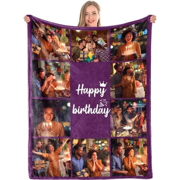 Custom Birthday Blanket Gifts for Women Happy Birthday Gifts Blankets Custom Blankets with Photos Personalized Picture Blankets Customized Photo Gift for Friends Sister Mom Wife Her Girlfriend