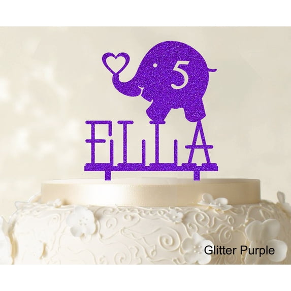"Custom Birthday Cake Topper Personalized Glitter Purple Cake Topper Color Option Available 5""-7"" Inches Wide"