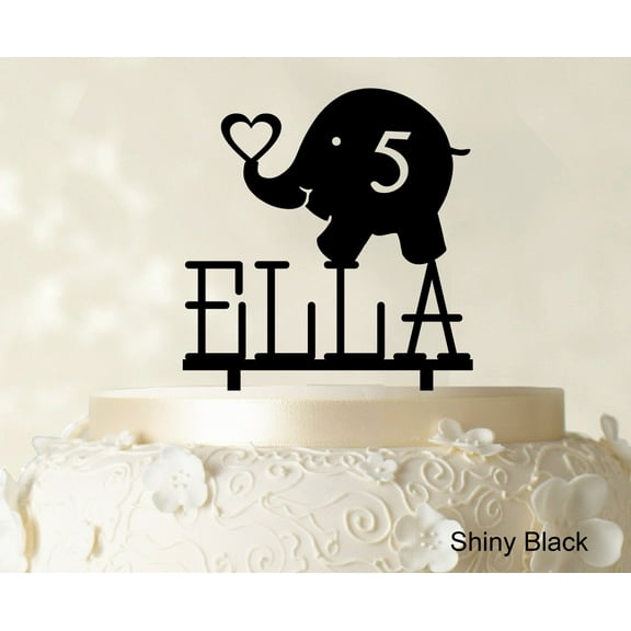 "Custom Birthday Cake Topper Personalized Shiny Black Cake Topper Color Option Available 5""-7"" Inches Wide"