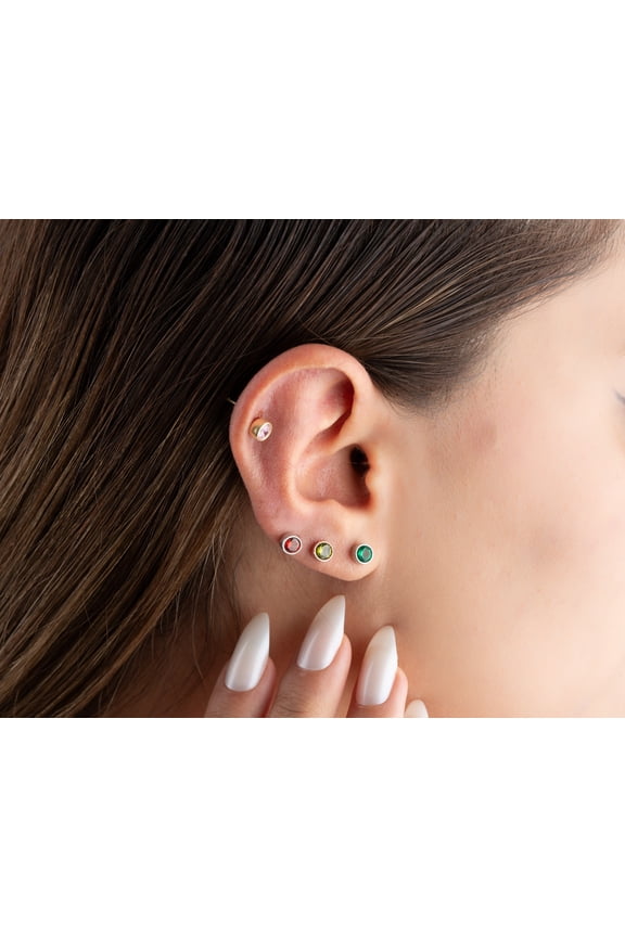 Custom Birthstone Stud Earrings • 4mm Dainty Studs • Minimalist Personalized Jewelry • Gift for Mom, Best Friend Gift Gemstone Stud Earrings