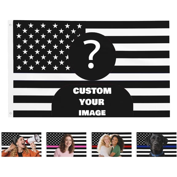 Custom Black American Flag 3x5 Ft Outdoor, Personalize Print Your Own Text/Photo/Logo, Customized Flags for Outside, Design Your Image for Funny Tapestry
