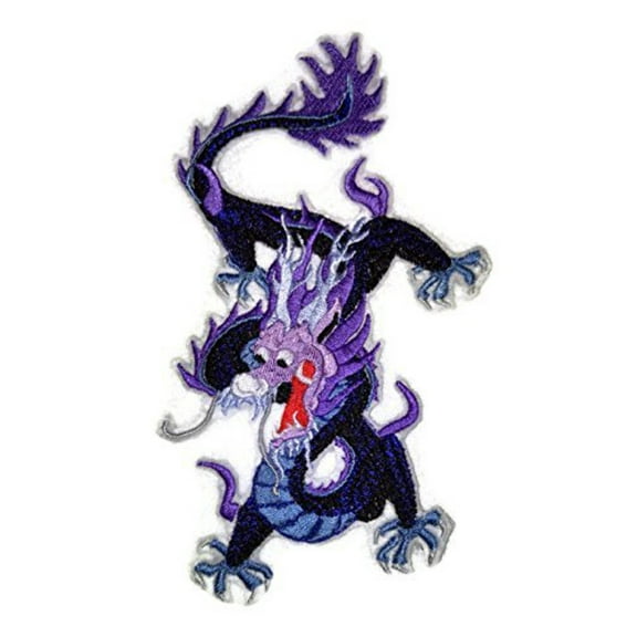 Custom Black Dragon Embroidery Iron On/Sew patch [6.52" X 4.42"]