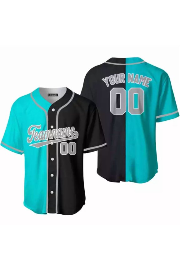 Custom Black Gray Blue Aqua Split Fashion Baseball Jerseys For Men & Women JN101 - Hot Sal