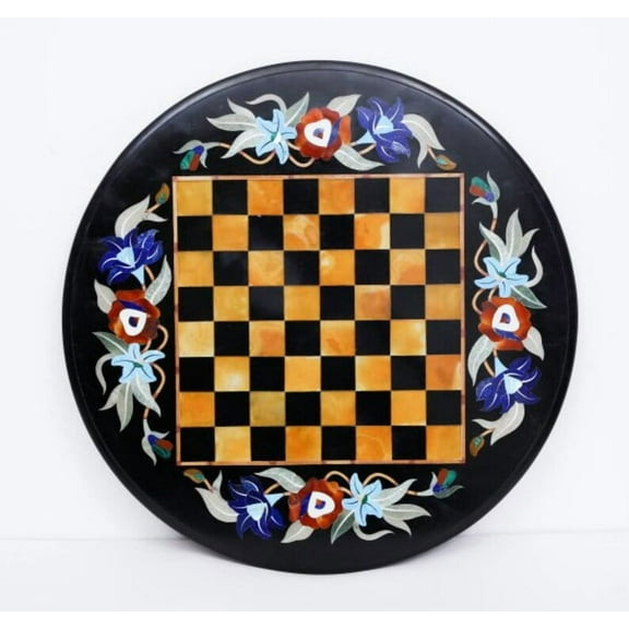 Custom Black Marble Chess Table with Exquisite Inlay Work The Perfect Blend of Function and Art for Your Home