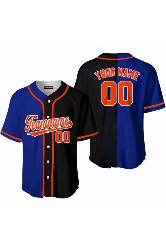 Custom Black Orange Blue Split Fashion Baseball Jerseys For Men & Women JN11871_ - Hot Sal