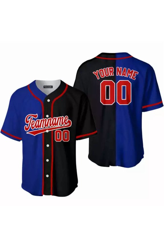 Custom Black Red Blue Split Fashion Baseball Jerseys For Men & Women JN1187_7682 - Hot Sal
