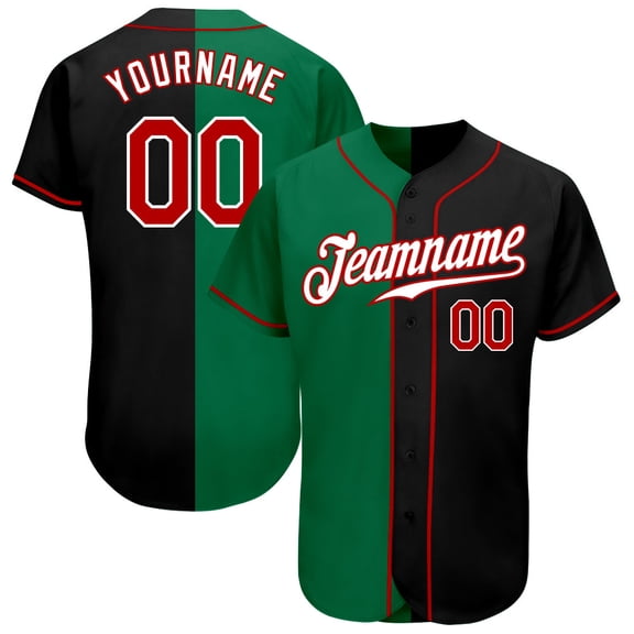 Custom Black Red-Kelly Green Authentic Split Fashion Baseball Jersey - Hot Sale 2026