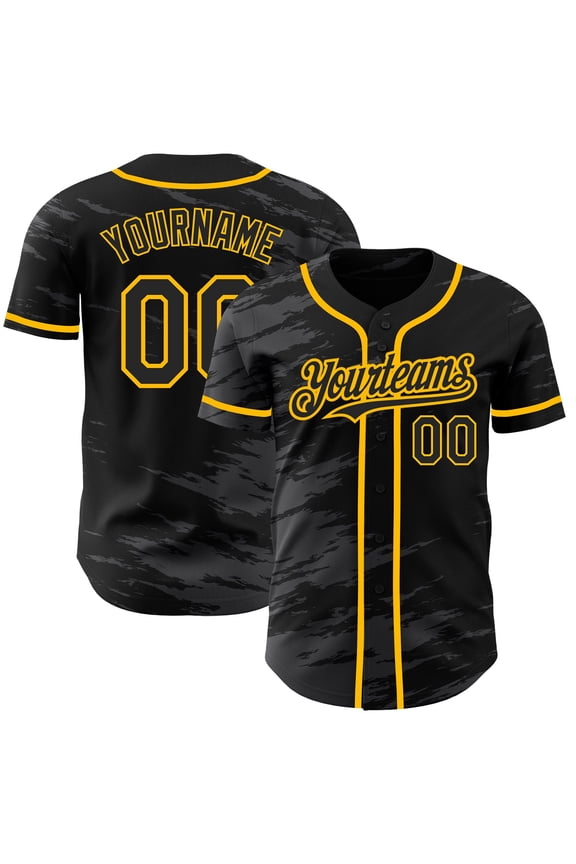 Custom Black Steel Gray Splash Ink Gold Authentic Baseball Jersey - Hot Sale 2026