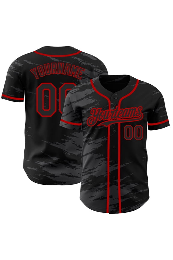Custom Black Steel Gray Splash Ink Red Authentic Baseball Jersey - Hot Sale 2026