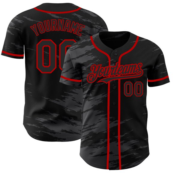 Custom Black Steel Gray Splash Ink Red Authentic Baseball Jersey - Hot Sale 2026