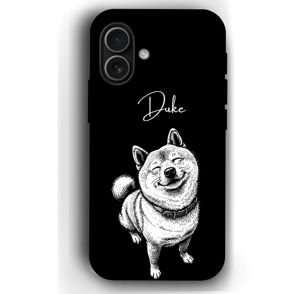 Custom Black & White Pet Phone Case for iPhone 17 – YingMart Custom Photo Personalized Pet Line Art Design with Pet Name (Black, iPhone17, Handwriting)