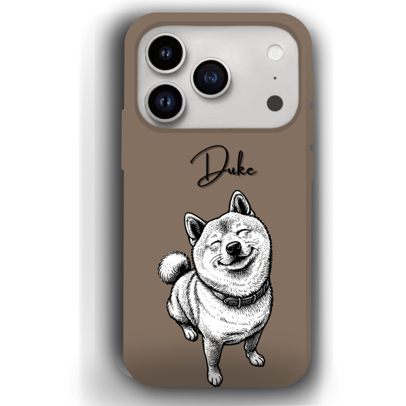 Custom Black & White Pet Phone Case for iPhone 17 – YingMart Custom Photo Personalized Pet Line Art Design with Pet Name (WarmMocha, iPhone17ProMax, Handwriting)