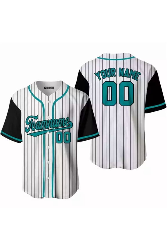 Custom Black White Pinstripe Teal Black Raglan Sleeves Baseball Jerseys For Men - Hot Sale