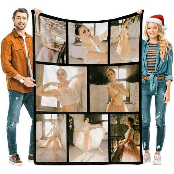 Custom Blanket Christmas Blanket Gifts for Women/Men/Mom/Dad/Girls/Kids Multiple Colors Sizes Soft Flannel Personalized Customized Blankets with Photos Text Thanksgiving Birthday Presents