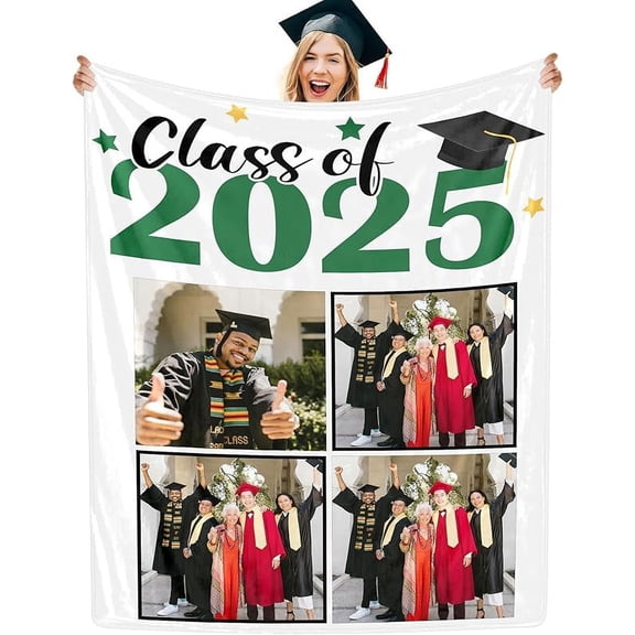 Custom Blanket with Class of 2025, Personalized Name Throw for Graduates, Customized Throw Blanket Gifts for Graduation Season Soft Fleece Blanket for Friends Classmates