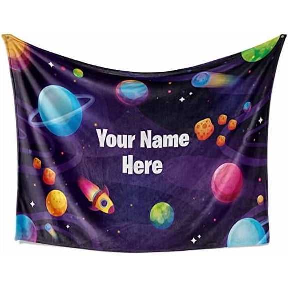 Custom Blanket | Cozy Throw | Bedroom Decor | Personalized Kids | Soft Warm Lightweight | Blanket for Boys and Girls (Space V2, Sherpa - 50x60)$$Home Decor, Kitchen, & Other