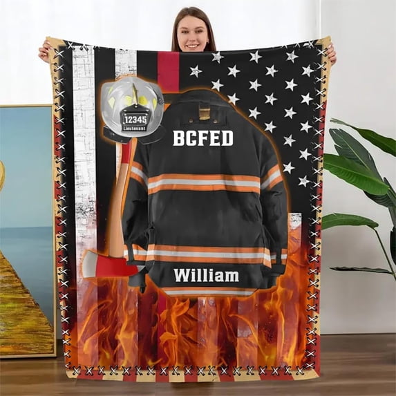 Custom Blanket, Custom Firefighter Gift, Firefighter Blanket, Gifts, Customized Firefighter Gift, Firefighter Wife, Firefighter Gift, Firefighter Gifts Blankets