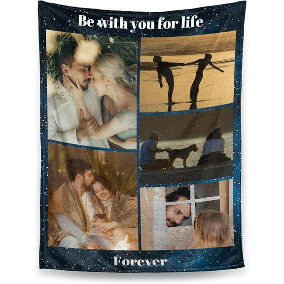 Custom Blanket, Customized Blankets with Picture Text, Personalized Gift Ideas for Birthday/Anniversary/Christmas, Photo Blankets Gift for Women Men Husband Girlfriend Pet (3 Photos)