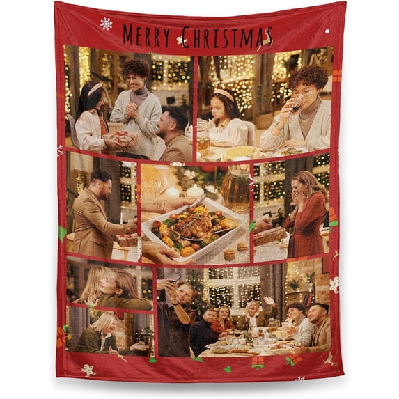 Custom Blanket, Customized Blankets with Picture Text, Personalized Gift Ideas for Birthday/Anniversary/Christmas, Photo Blankets Gift for Women Men Husband Girlfriend Pet (3 Photos)