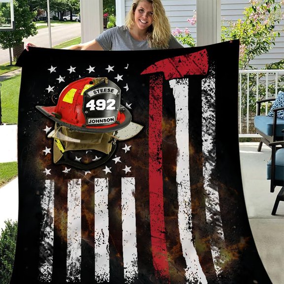 Custom Blanket, Custom Firefighter Gift, Firefighter Blanket, Gifts, Customized Firefighter Gift, Firefighter Wife, Firefighter Gift, Firefighter Gifts Blankets