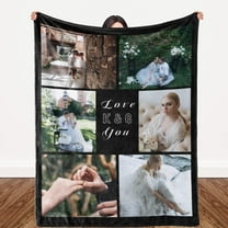 Custom Blanket Memorial Gift with Photo Text Collage: Made in USA, 10 Photos Customized Blankets Personalized Throw Blanket Using My Own Pictures for Family Mom Dad Kids Wife or Lover - 4 Sizes