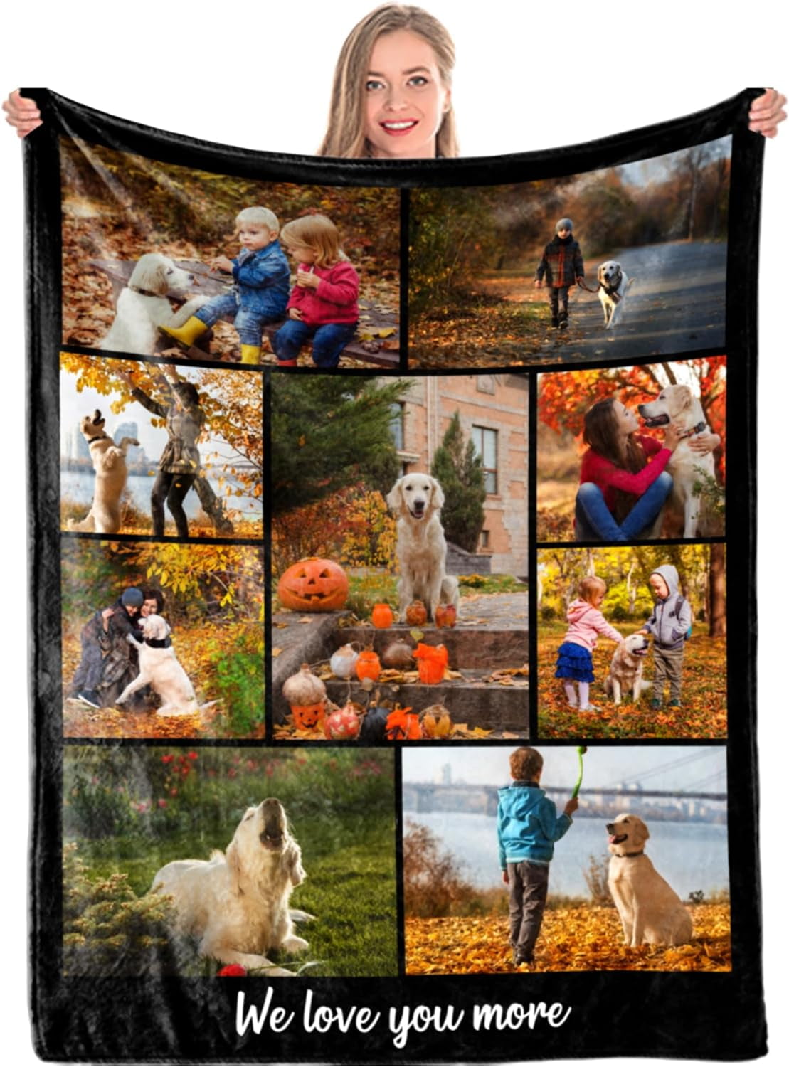 Custom Blanket Memorial Gift with Photo Text Collage Made in USA 10 Photos Customized Blankets Personalized Throw Blanket Using My Own Pictures for Family Mom Dad Kids Wife or Lover 4