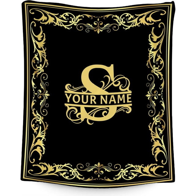 Custom Blanket with Name, Flower Initial Throws Gift for Women, Soft