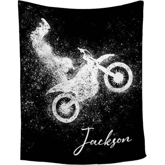 Custom Blanket with Name,Personalized Dirt Bike Motocross Blankets,Customized Swaddle Blanket for Girls Boys Kid Baby Newborn Toddler Kid Name Blanket Birthday Gift,40"x50"-Throw Size for Kids